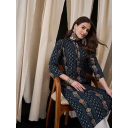 Anouk Floral Printed Mandarin Collar Straight Kurta-picture-17