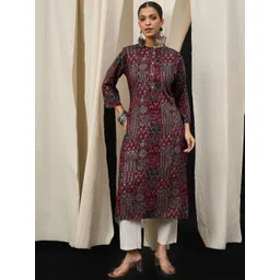 Anouk Floral Printed Mandarin Collar Straight Kurta-picture-18
