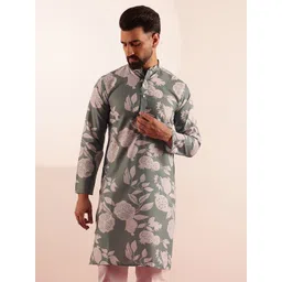 Anouk Floral Printed Mandarin Collar Straight Kurta-picture-18