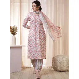 Anouk Floral Printed Notch Neck Pure Cotton Straight Kurta With Salwar & Dupatta-picture-17
