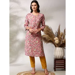 Anouk Floral Printed Notch Neck Straight Kurta-picture-36