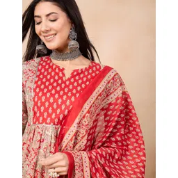 Anouk Floral Printed Pure Cotton Kurta & Trousers With Dupatta-image-27