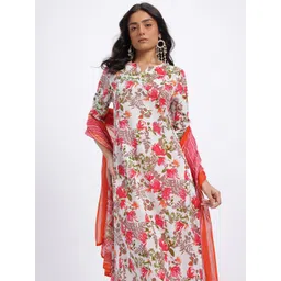 Anouk Floral Printed Pure Cotton Kurta with Trousers & Dupatta-picture-27