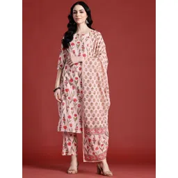 Anouk Floral Printed Pure Cotton Kurta with Trousers & With Dupatta-picture-30