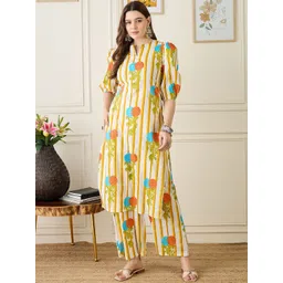Anouk Floral Printed Pure Cotton Straight Kurta With Trousers-picture-39