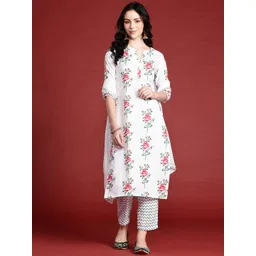 Anouk Floral Printed Regular Kurta With Trousers & With Dupatta-image-28