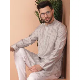 Anouk Floral Printed Regular Mandarin Collar Kurta With Pyjamas-picture-27