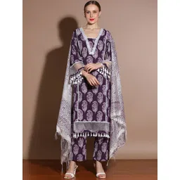 Anouk Floral Printed Regular Pure Cotton Straight Kurta with Palazzos & Dupatta-image-48