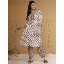 Anouk Floral Printed Round Neck Straight Kurta with Trouser-picture-11