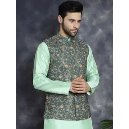 Anouk Floral Printed Sequinned Nehru Jacket-picture-24