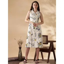 Anouk Floral Printed Shirt Collar A-Line Maxi Dress image 1