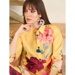 Anouk Floral Printed Shirt Collar Neck Tunic With Trousers Co-Ords-picture-13