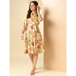 Anouk Floral Printed Shirt Collar Tie-Ups Detail Shirt Dress-picture-21