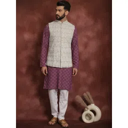 Anouk Geometric embroidered Mandarin Collar Long Sleeves Cotton Kurta-picture-25