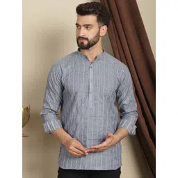 Anouk Geometric Mandarin Collar Long Sleeves Thread Work Straight Cotton-picture-30