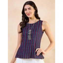Anouk Geometric Print Cotton Styled Back Top-picture-35