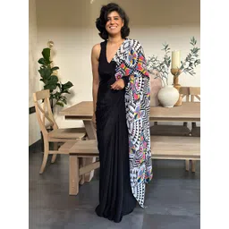 Anouk Geometric Printed Saree with Blouse Piece-picture-40