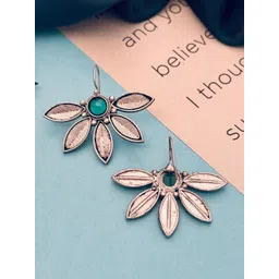 Anouk German Silver-Plated Artificial Stones Studded Floral Drop Earrings image 5