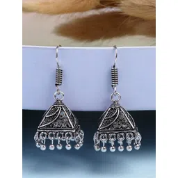 Anouk German Silver Plated Oxidised Dome Shaped Jhumkas-picture-33
