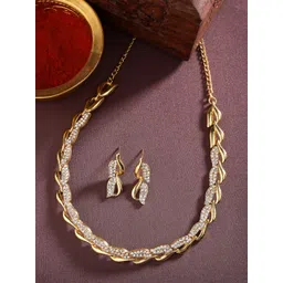 Anouk Gold-Plated AD-Studded Necklace & Earrings-picture-26