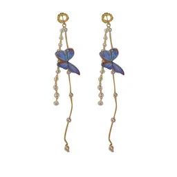 Anouk Gold-Plated American Diamond Stone Studded Korean Quirky Shaped Drop Earrings-picture-38