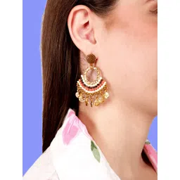 Anouk Gold-Plated Artificial Beaded Oval Shaped Drop Earrings-picture-30