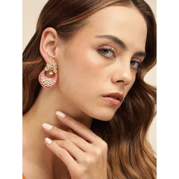 Anouk Gold Plated Artificial Stones and Beads Crescent Shaped Chandbalis Earrings-picture-25