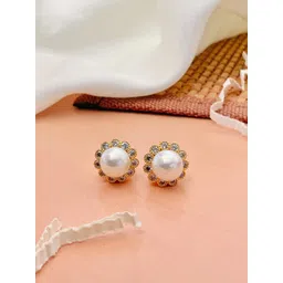 Anouk Gold-Plated Artificial Stones & Pearls Studded Spherical Shaped Studs-picture-28