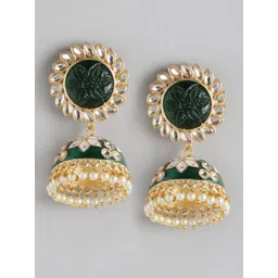 Anouk Gold-Plated Beaded Dome Shaped Jhumkas-picture-38