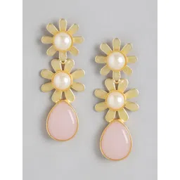Anouk Gold Plated Beaded Floral Drop Earrings-picture-35