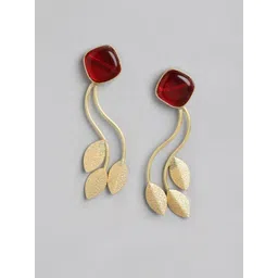 Anouk Gold Plated Beaded Leaf Shaped Drop Earrings-picture-28