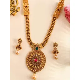 Anouk Gold-Plated Brass Artificial Beads Necklace & Earrings-picture-23