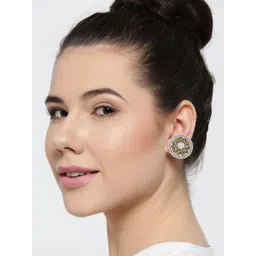 Anouk Gold Plated Cubic Zirconia Studded Circular Studs-picture-38