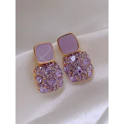 Anouk Gold-Plated Korean Diamond Studded Square Shaped Drop Earrings-picture-36