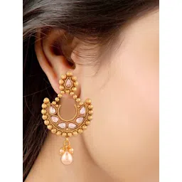 Anouk Gold-Plated Kundan Studded & Beaded Contemporary Drop Earrings-picture-29