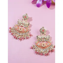 Anouk Gold-Plated Kundan-Studded Peacock Shaped Drop Earring-picture-30