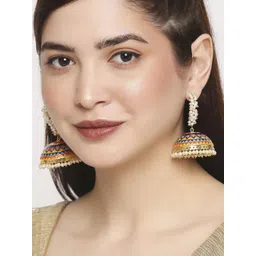 Anouk Gold-Plated Meenkari Dome Shaped Jhumkas-picture-20