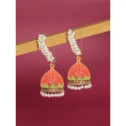 Anouk Gold-Plated Meenkari Dome Shaped Jhumkas-picture-11