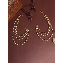 Anouk Gold-Plated Pearl Beaded Contemporary Ear Cuff Chain-picture-15