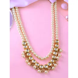 Anouk Gold-Plated Pearls & Kundan Beaded Multilayered Necklace-picture-11
