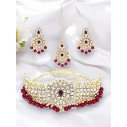 Anouk Gold-Plated Stone Studded & Beaded Jewellery Set-picture-37