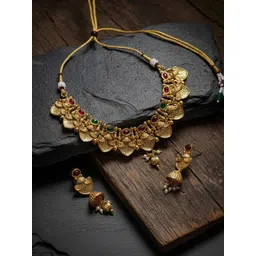 Anouk Gold-Plated Stone-Studded & Beaded Jewellery Set-picture-20