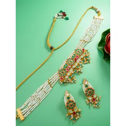 Anouk Gold Plated Stone-Studded & Beaded Jewellery Set-picture-38