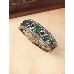 Anouk Gold-Toned & Green Brass Gold-Plated Artificial Stones Studded Bracelet-picture-24