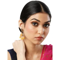 Anouk Gold-Toned Brass-Plated Beaded Contemporary Drop Earrings-picture-18