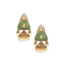 Anouk Gold-Toned Brass-Plated Beaded Floral Jhumkas-picture-14