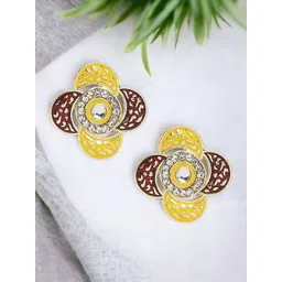 Anouk Gold-Toned Kundan Studded Floral Studs Earrings-picture-33