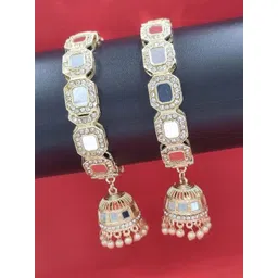 Anouk Gold Toned Set of 2 Gold Plated Kundan Stone Studded Bangles-image-12