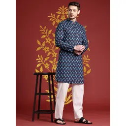 Anouk Mandarin Collar Indie Floral Printed Pure Cotton Kurta-picture-17