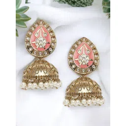 Anouk Meenakari & Kundan Studded Dome Shaped Jhumkas-picture-35